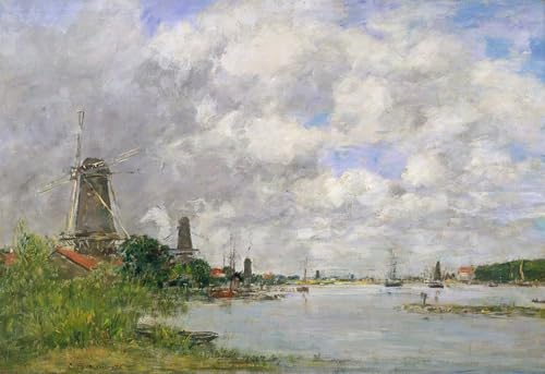 Peinture Poster la Meuse à Dordrecht Eugène Boudin Toile Graffiti Moderne de Qualité 60x90cm