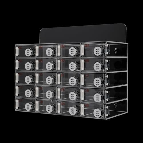 20-Slot Wall-Mounted Acrylic Phone Locker Box with Combination Lock - Clear Cell Phone Storage Cabinet for Schools, Offices, Gyms, and Public Spaces - Secure & Convenient