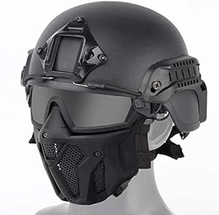 Tactical Airsoft PJ Helmet and Full Face Protection Airgun Mask,with Detachable Anti-Fog Goggles for BB Gun Paintball CS Game