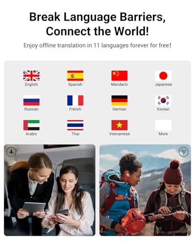 Image of XUPURTLK M3 Translation Earbuds Real Time, Translator Earbuds No Extra Pay | 144 Languages & Accents, Language Translator Earbuds Translating for Travel, Business, Learning (White)