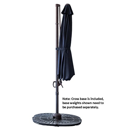 FLAME&SHADE 10 ft Cantilever Offset Outdoor Patio Umbrella with Base Stand Rotate and Tilt - Navy Blue