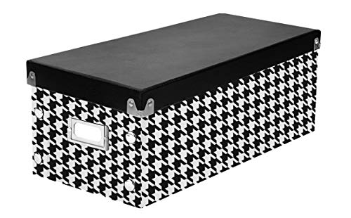 Snap-N-Store DVD Storage Box - Pack of 1, Durable, 6 x 8.2 x 16.5 Inches Disc Holders with Lid to Store up to 26 DVD Cases - ï»¿Houndstooth