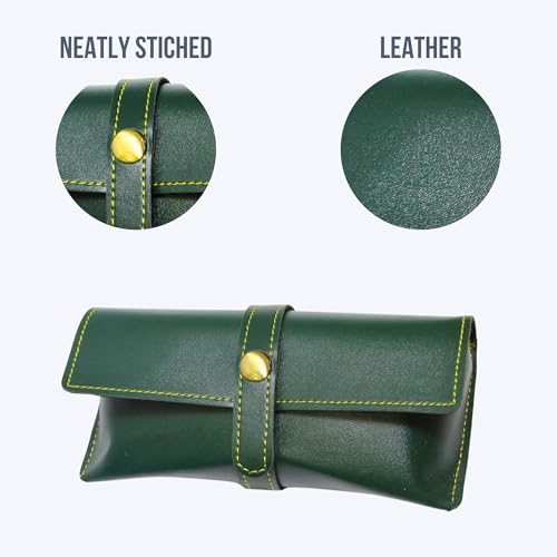 Image of Personalized Leather Goggle Cover | Custom Name | Unisex Faux Leather Eyewear Case with Button Closure | Travel-Friendly & Durable Sunglasses Holder for Men & Women