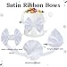 Ysibbon 30 Pack Twist Tie Bows, White 3.5 inch Satin Ribbon Pretied Bows, for Craft Sewing Scrapbooking Wedding and Gift Wrapping Treat Bag Bakery Candy Bags, Home Décor