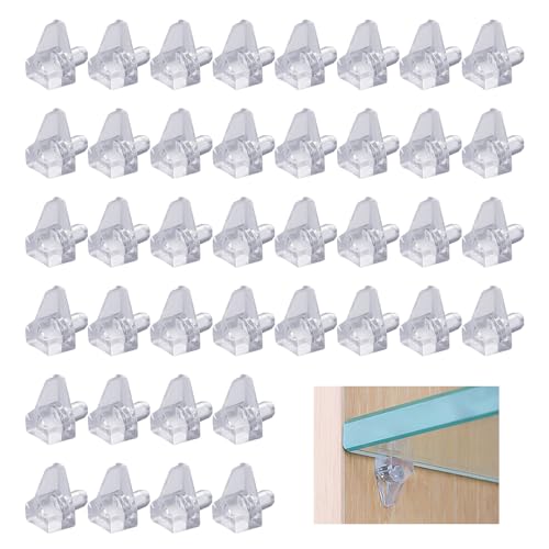 Juego de 40 clavos de soporte para estanterías, de plástico transparente, 5 mm de apertura, aptos para armarios, vitrinas, cualquier divisor