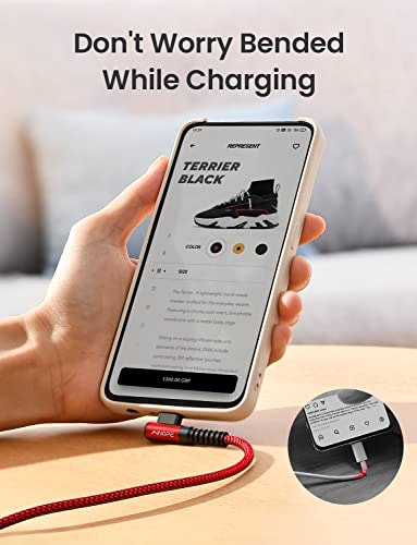 Image of USB C Cable [2 Pack 1.6FT] Fast Charger Type C 3.1A Right Angle Nylon Braided USB Type C Cable Compatible with Galaxy Note 10 9 A51, S22 S21 S10 LG G8 G7 Charging Cord