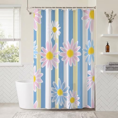 Rideaux de douche fleur tissu polyester imperméable 150x170cm lavable en machine