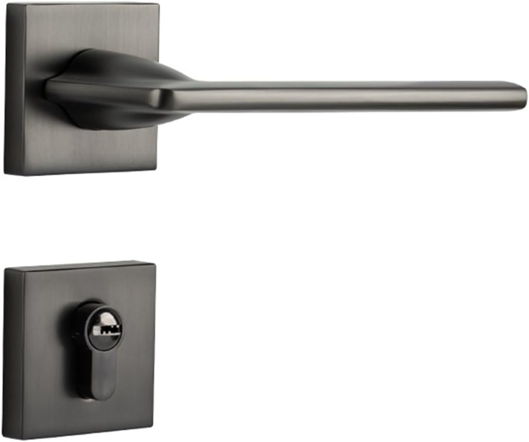 Indoor Home Bedroom Silent Magnetic Door Lock Bathroom Door Handle Modern Simple Black American Style(B9 2001 Chrome Magnetic Model)