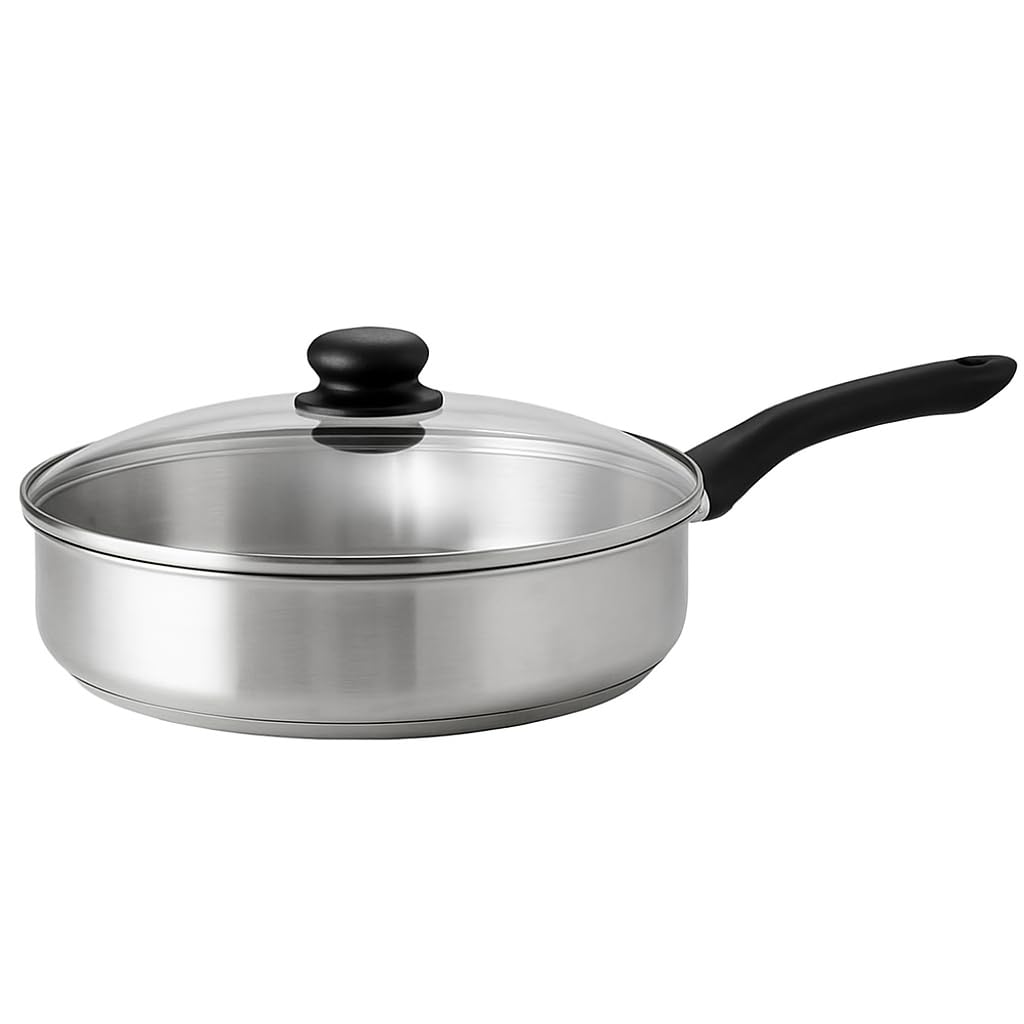 BK Cookware Bold 28cm Edelstahlpfanne mit hohem Rand, induktionsgeeignet, satinierte Oberfläche, Stay Cool Griff, spülmaschinenfest, silber