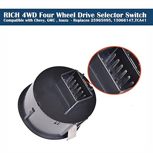Rich 4x4 Switch 4WD Four Wheel Drive Selector Switch Compatible with Chevy Trailbazer GMC Envoy Isuzu Ascender - Replaces 25965895 901-064 901064 15066147 TCA41 by RICH AUTO - Image 4
