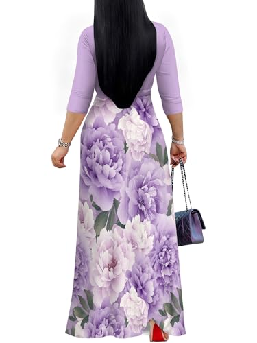 Image of PinkPatty Women's Long Sleeve Maxi Dress Plus Size Trendy Wedding Guest Wrap Dress with Pockets&Belt