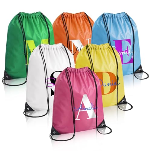 Custom Drawstring Bags Bulk–Personalized Initials Name Backpack for Gym Climb Swimming–Drawstring Bags Pack for Travel Beach Party Club(Multi-Color)