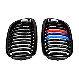 Astra Depot Left Right Glossy Black M-Color Kidney Grille Compatible with 2003-2006 BMW E46 325Ci 330Ci 2DR Driver Passenger Sides