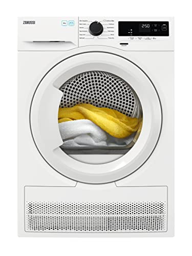 Zanussi ZDH87A2PW Freestanding Heat Pump Tumble Dryer, 8KG, AutoAdjust Heat Pump, Easy Iron, Eco Sensor Drying, Low Temperatures, Less Energy Consumption, White