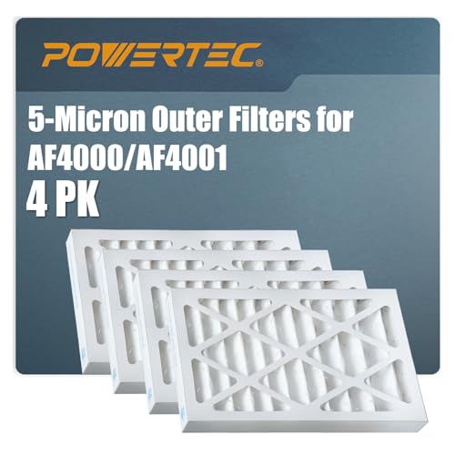POWERTEC 5 Micron Outer Filters MERV 10 for WEN 3410/ POWEREC AF4000, AF4001 Air Filtration Systems Woodworking, Replacement for WEN 90243-027-2 Woodworking Air Filters, 4 Pack (75040-P2) by POWERTEC - Used condition - CA$40.19