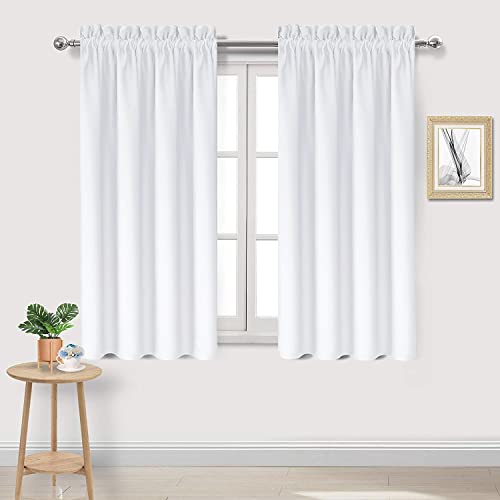 DWCN White Curtains for Living Room Thermal Insulated, 50% Light Blocking Curtains for Bedroom, Dining Room Window, W 42x L 54 Inch, Set of 2 Rod Pocket Curtain Panels by DWCN - Used condition - US$15.16