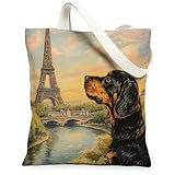Spring Coonhound-Hundetasche aus Segeltuch zum Einkaufen, 33 x 38 cm, romantische Türme, wiederverwendbare Einkaufstasche für Frauen, Haustier-Reisen, Malerei, Geschenk, Dekoration