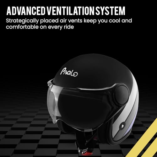 Image of Pivalo 580MM Star Half Face Helmet with Outer Clear Visor Matt Finish Scratch Resistant Open-Face for Bike Scooty Riding Men and Women - Pack of 1