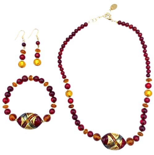 Juego de cristal antigua murrina Venezia roja VR72, artesanía de lujo en acero