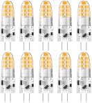 DiCUNO G4 LED Bulb, 2W (20W Halogen Replacement), 3000K Warm White, 12V AC/DC JC Type Bi-Pin Base Light Bulbs for Under Cabinet, Puck Light, Landscape Lighting, 200 Lumen Non-Dimmable, Pack of 10
