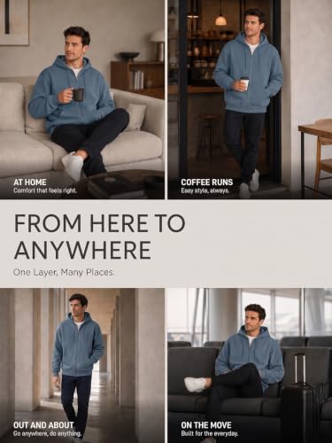 Image of Nobero Classic Zipper Hoodie for Men | Zip Up Hoodies for Men | Regular Fit | Full Zip Closure | Drawstring Hood | Zipped Hooded Sweatshirt | Cotton Rich Zipper Fleece Hoodie