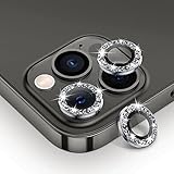 CELULARTE Camera Lens Protector for iPhone 15 / iPhone 15 Plus Diamond Ring Brightness Single Metal Tempered Glass HD (Black)