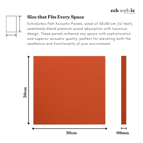 Image of MMT Acoustix Premium Felt Acoustic Panels for Offices, Bedrooms & Studios | Sustainable PET Felt Panels for Echo Reduction & Sound Absorption | 1x1 Ft, 9mm Thick | Sienna Exceptional - Pack of 16