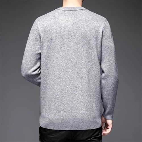 Men'S Solid Wool Knitted Top Pullover Thick Autumn and Winter O-Neck Long-Sleeved Warm Sweater2