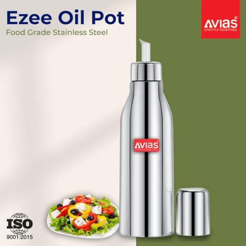 Image of AVIAS Ezee Stainless Steel Oil Dispenser 500ml Oil Container for Kitchen | Spill Proof, Airtight Cooking Oil Bottle | Durable Oil Can for Home Use | Oil Pot 500ml