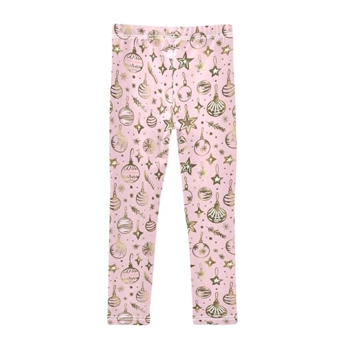 senya Girls Printed Leggings Yoga Pants Pink Christmas Light Pattern for Kids in 4t to 10 Years, 4T2