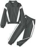 Zaclotre Girls 2 Piece Outfits Sweatsuit Zip Up Sweatshirt and Sweatpant Tracksuit Athletic Jogger Sets Gray 11-12 Years