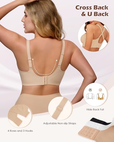 Image of As Fairy Womens Soft Comfortable No Underwire Bras V Neck Seamless Push Up Bralettes Full Coverage Tshirt Brassiere