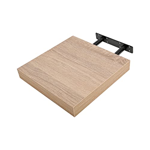 Etrexonline Estante de Pared 25x25x4cm Color Roble Blanco, Balda Flotante Pared de Madera Fijación Invisible, Estantes de Almacenamiento Decorativos, Ideal para Salón, Habitación, Pasillo, etc..