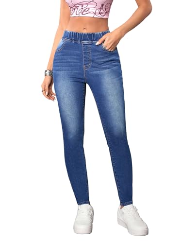 Image of Shasmi Women's Light Blue High Waist Skinny Jeans Stretch Denim Jeggings for Women | Elastic Waist Slim Fit Jeans | Casual Pocket Skinny Denim Pants (Jeans 240