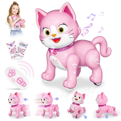 Joellfuner Chat Robot Télécommandé, Robot Intelligent pour Enfants, Jouet Robot Interactifs Pet Musique Danse, Cadeaux Créatifs pour Garçons et Filles 3-12 Ans