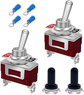 mxuteuk 2Pcs Toggle Switch 12V 30A ON/Off 2 pin 2 Position SPST Waterproof Switch with Waterproof Cap Terminals for Auto Car Boat UK-KL-C101