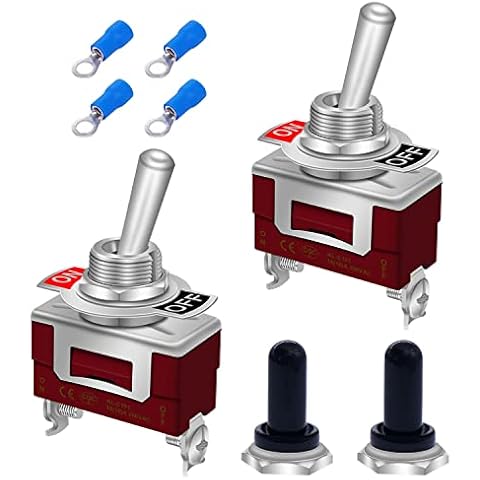 mxuteuk 2Pcs Toggle Switch 12V 30A ON/Off 2 pin 2 Position SPST Waterproof Switch with Waterproof Cap Terminals for Auto Car Boat UK-KL-C101 Cover