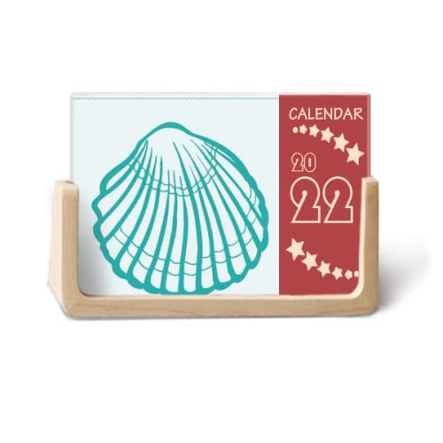 Calendrier de bureau 2022 Scallop illustration verte format compact pour l'année