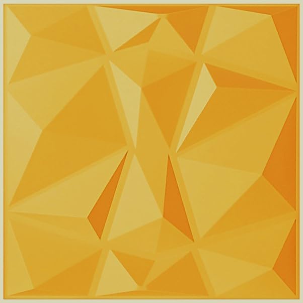 Image of 3D Wall Panels Yellow Gold Colour I Diamond Stone Design I Embossed and Paintable I Panel Size 20 inch X 20 inch I Pack of 5 Panels I Wall Covering Area 13.77 Sq.Ft. (PVC)