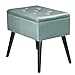 eSituro SOM0096 Banc de Rangement Pliable en Velours avec Couvercle,Banc de Piano Tabouret Pouf Rangement Turquoise
