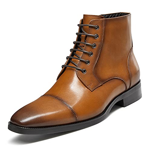 GIFENNSE Men's Brown Leather Chelsea Combat Boots - Size 11, Model GHA01-32A