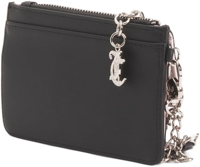 Juicy Couture All That Glitters Wristlet Wallet, Black Rhinestone Embellished with Detachable Strap, 6x4.25 Inch