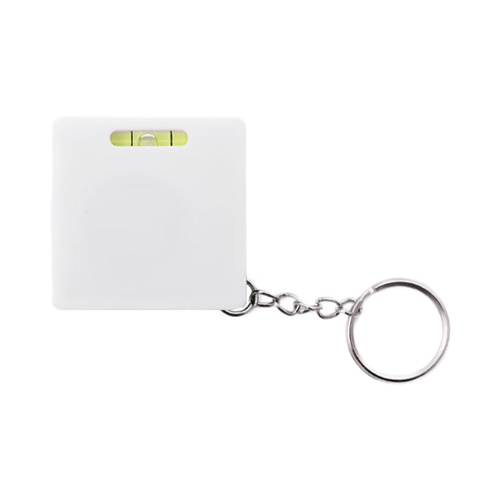 Jiingekk White Easy To Carry Keychains Small Steel Tape Measure Integrated Bubble Levels 1M Measuring Length Auto Retract Function Double Scale Easy To Carry Tape