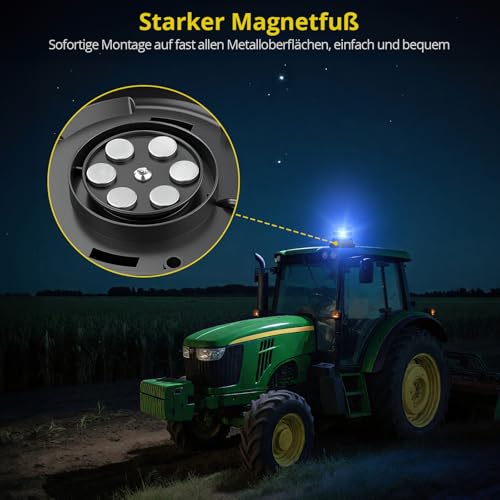 PROZOR Rundumleuchte Dach Warnleuchten Dachblitzlicht 40 LEDs Notleuchte 7 Modi Wasserdicht Warnleuchte für LKWs Traktoren Gabelstapler