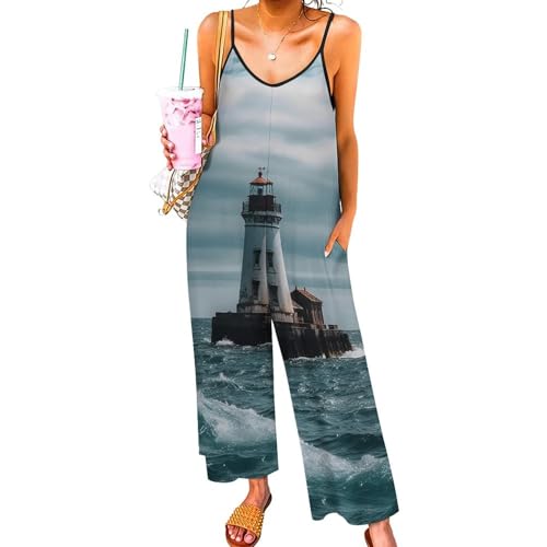 Combinaison motif phare femme pour un look d'été décontracté et ample