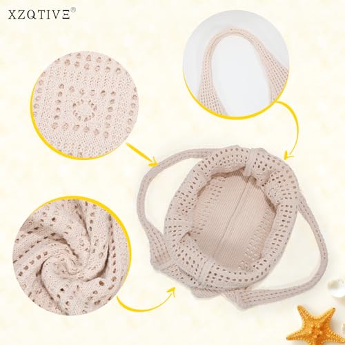 Image of XZQTIVE Crochet Tote Bag for Women Mesh Beach bag for Summer Vacation Aesthetic Hobo Knit Shoulder Bag