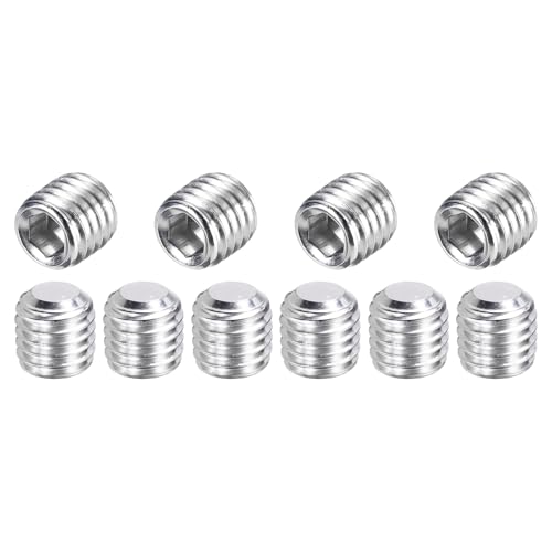 sourcing map 10 Pcs M12-1.75 x 12mm Grub Screws, 304 Stainless Steel Cup Point Allen Head Screws Internal Hex Socket Drive for Bathroom Fixtures Repair Furniture DIY Project