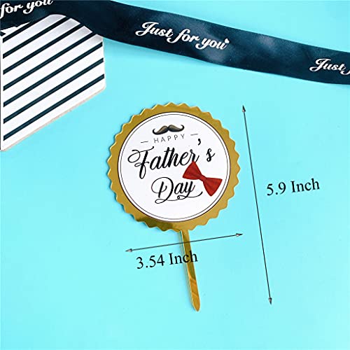 Gemseek 6 Pcs Happy Father's Day Cake Toppers, 3.5" Wide Cupcake Picks Set For Father's Day Party Favors Cake Decoration #TOP3