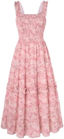 SCARLET DARKNESS Floral Dress for Women 2026 Flowy Sundress Smock...