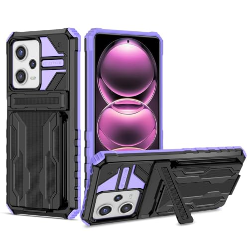 Coque rigide Xiaomi Redmi Note 14 5G silicone antichoc violette et noire avec carte